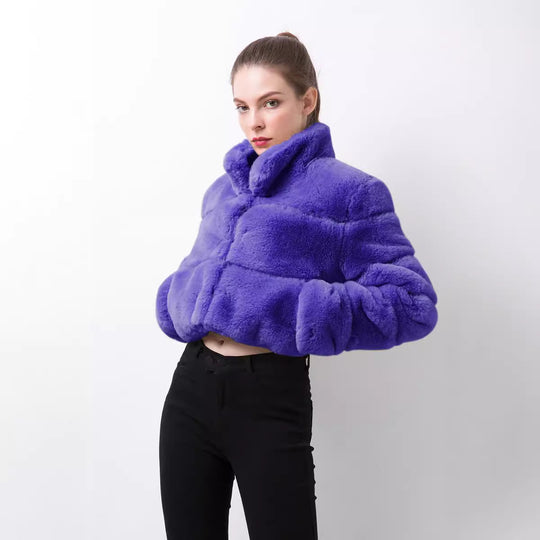 Damen modische kurze Kunstpelzjacke Heidi-Mode