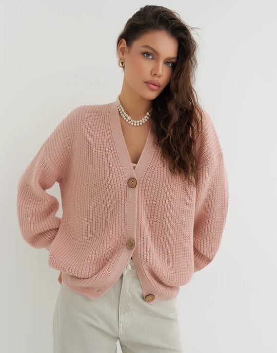 Damen lässige Strickjacke mit praktischen Knopfdetails und OHNE Einschränkung Heidi-Mode