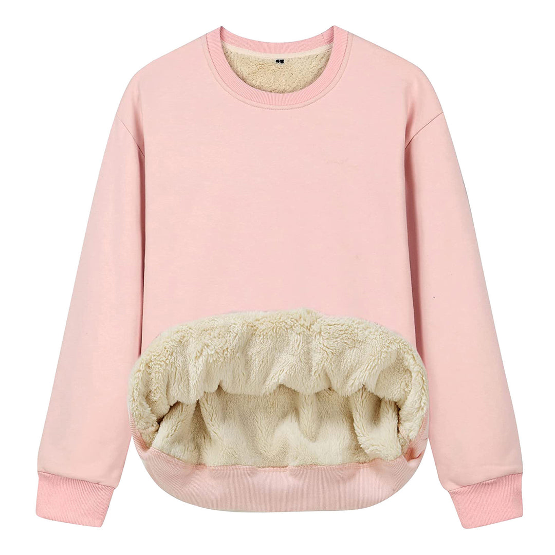 Damen Kuscheliger Sweatshirt mit weichem Innenfutter und Rundhalsausschnitt Heidi-Mode