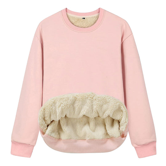 Damen Kuscheliger Sweatshirt mit weichem Innenfutter und Rundhalsausschnitt Heidi-Mode