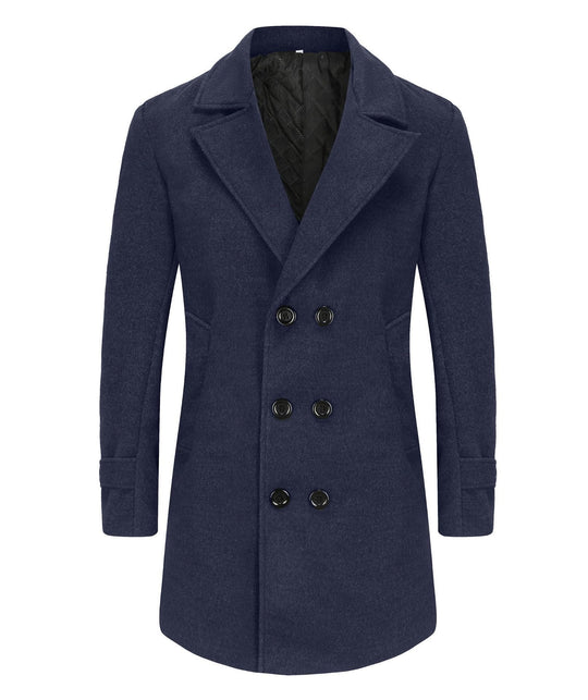 Herren eleganter Doppelreiher-Mantel mit schmalem Schnitt und gefüttertem Innenfutter Heidi-Mode