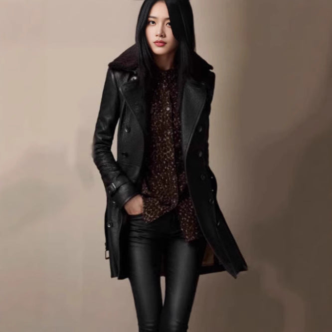 Damen edler Trenchcoat mit verschließbarem Kragen und raffinierten Details Heidi-Mode