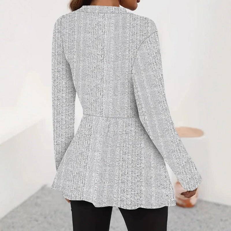 Damen Moderne Strickjacke mit asymmetrischem Schnitt und eleganten Details Heidi-Mode