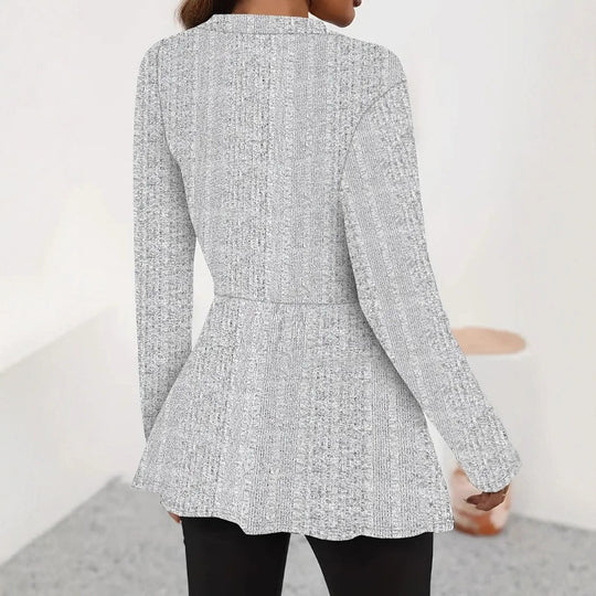 Damen Moderne Strickjacke mit asymmetrischem Schnitt und eleganten Details Heidi-Mode