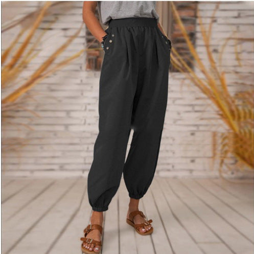 Damen Bequeme Hose mit seitlichen Taschen und Gummibund Heidi-Mode