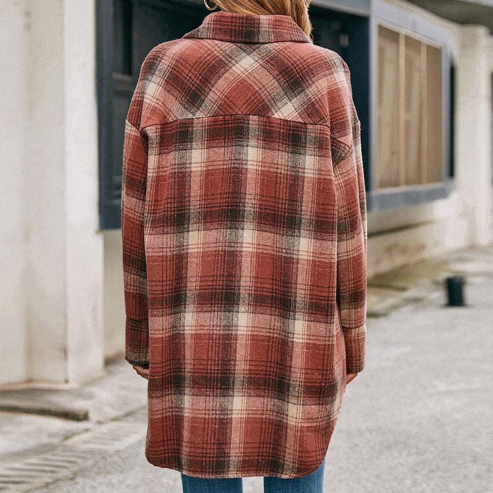 Damen Wollmantel im tartan Design Heidi-Mode