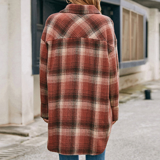 Damen Wollmantel im tartan Design Heidi-Mode