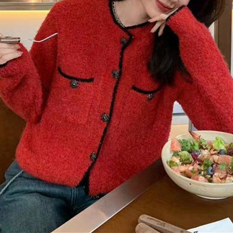 Damen Kuscheliger Cardigan mit stylischen Knopfdetails und aufgesetzten Taschen Heidi-Mode