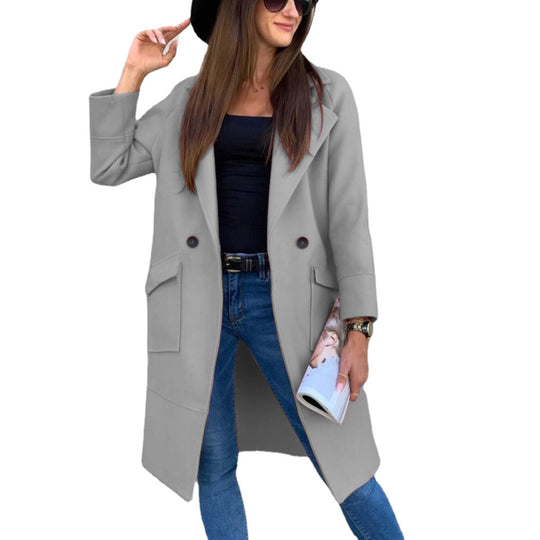 Damen lässiger Oversized-Mantel mit modernen Taschen und elegantem Revers Heidi-Mode