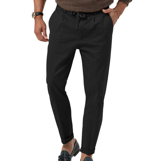 Herren entspannte Chinohose mit verstellbarem Kordelzug und seitlichen Taschen Heidi-Mode