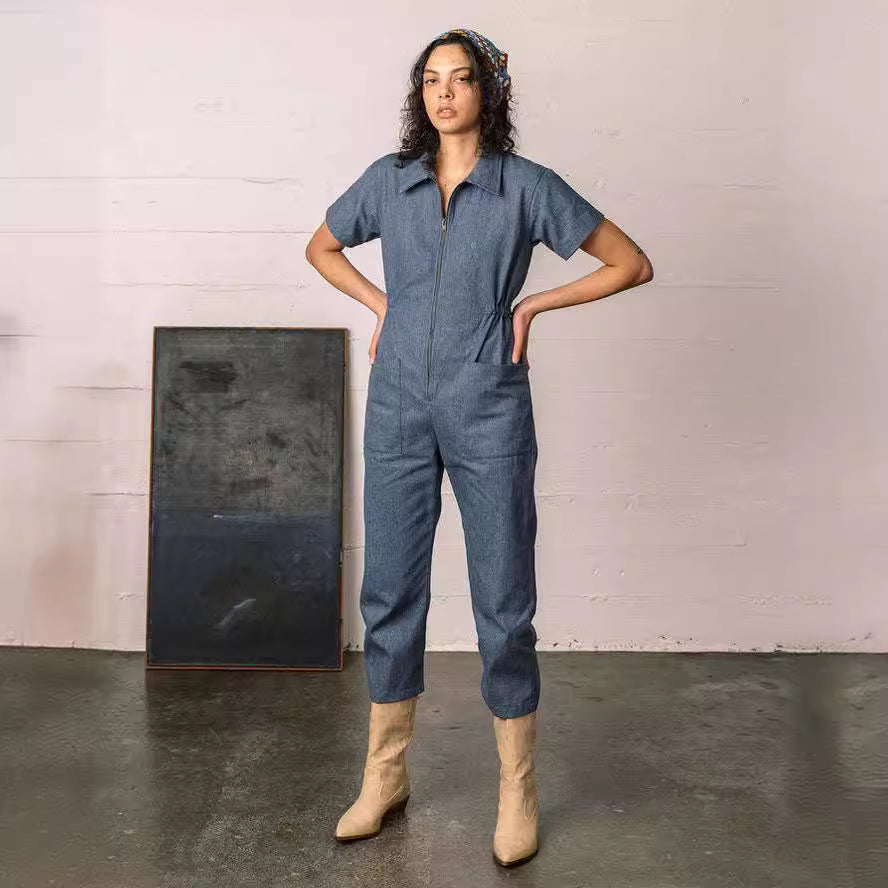 Damen legerer Jumpsuit mit praktischen Taschen und Reißverschluss Heidi-Mode