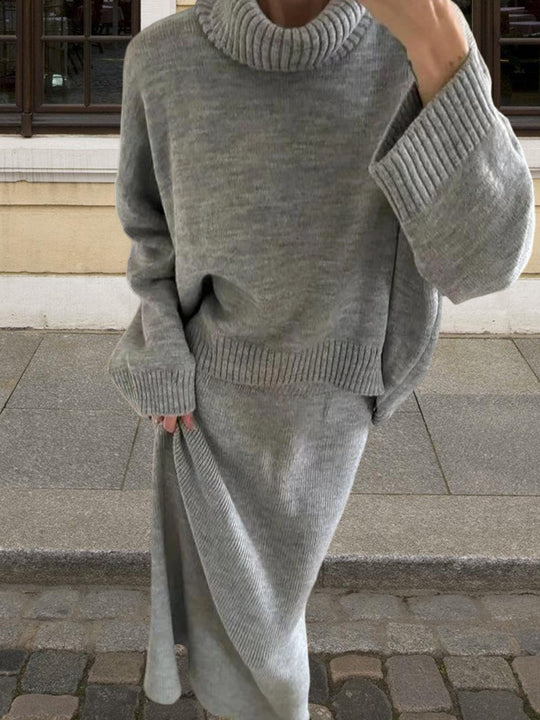 Damen Oversized Strickpullover mit hohem Kragen und lässigem Schnitt Heidi-Mode