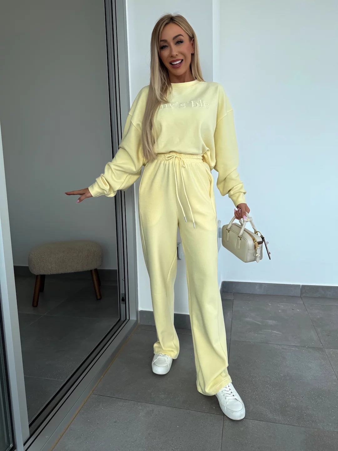 Damen lässiges Freizeit-Set mit oversized Sweatshirt und Jogginghose Heidi-Mode