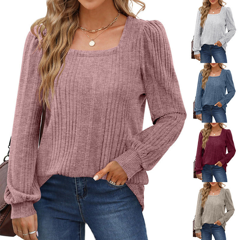Damen Pullover mit Rippstruktur und Ballonärmeln Heidi-Mode