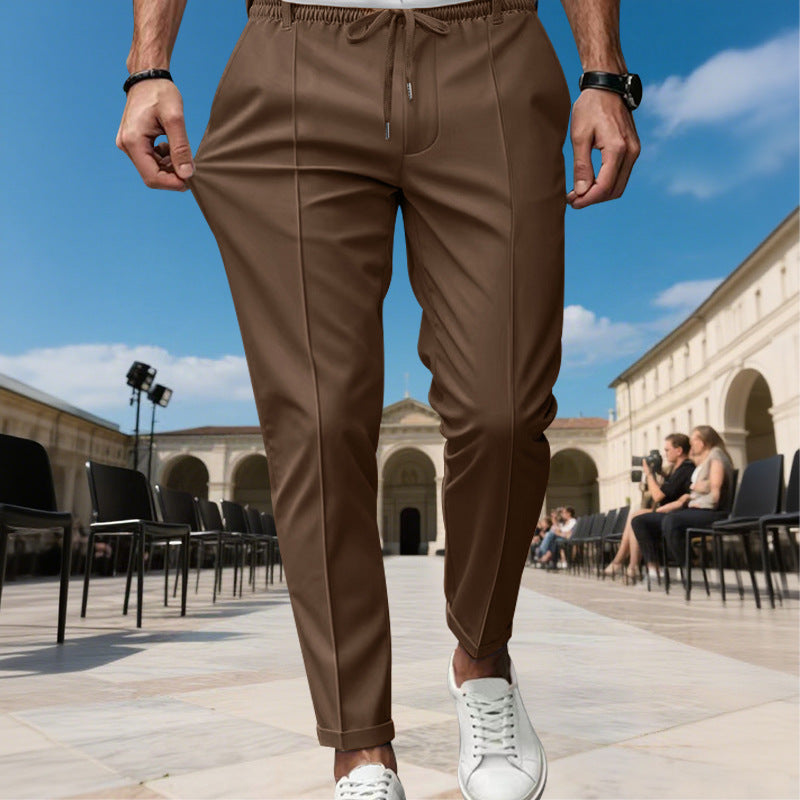 Herren moderne Chinohose mit bequemem elastischem Bund und praktischen Seitentaschen Heidi-Mode