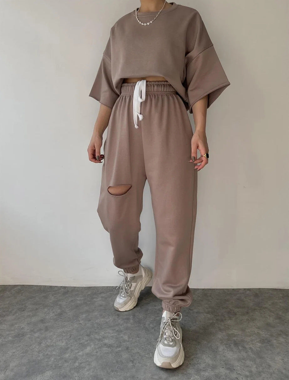 Damen lässiges Hoodie- und Jogginganzug-Set mit modernem Design Heidi-Mode