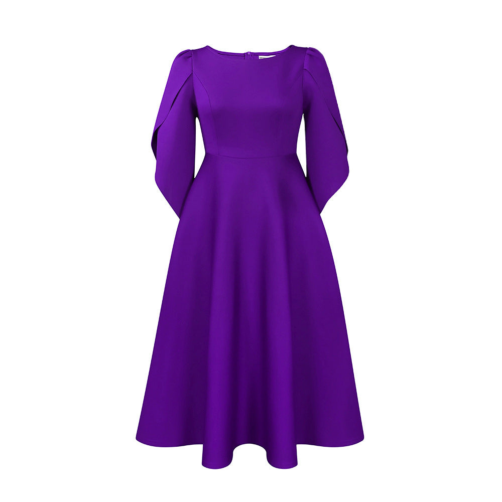 Damen Kleid mit voluminösen Puffärmeln und schwingendem Rock Heidi-Mode