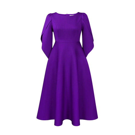 Damen Kleid mit voluminösen Puffärmeln und schwingendem Rock Heidi-Mode