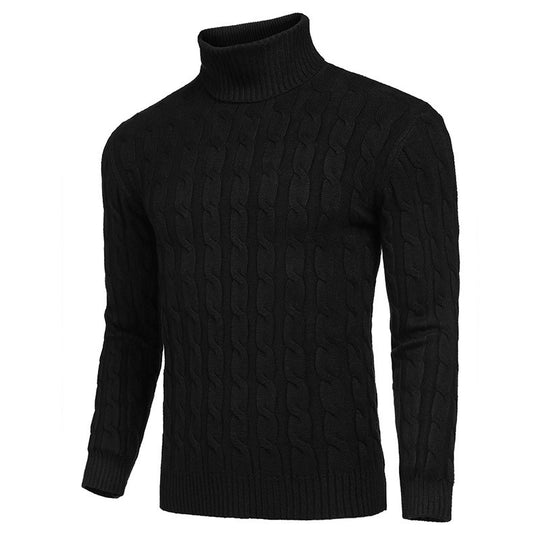 Herren modischer Rollkragenpullover mit Zopfmuster Heidi-Mode