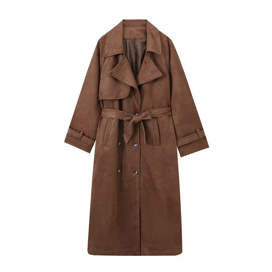 Damen elegante Suede Trenchcoat Heidi-Mode