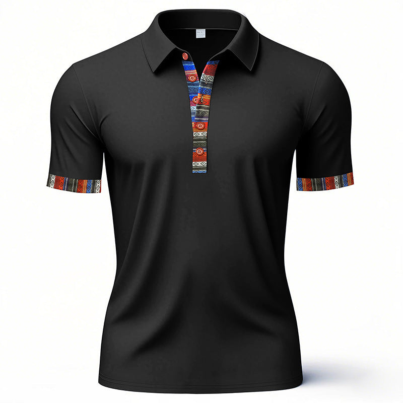 Herren Polo-Shirt mit buntem Kragen und strukturierter Optik Heidi-Mode