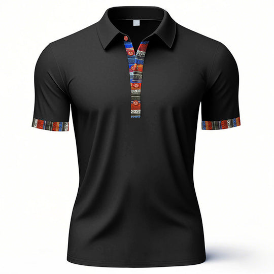 Herren Polo-Shirt mit buntem Kragen und strukturierter Optik Heidi-Mode