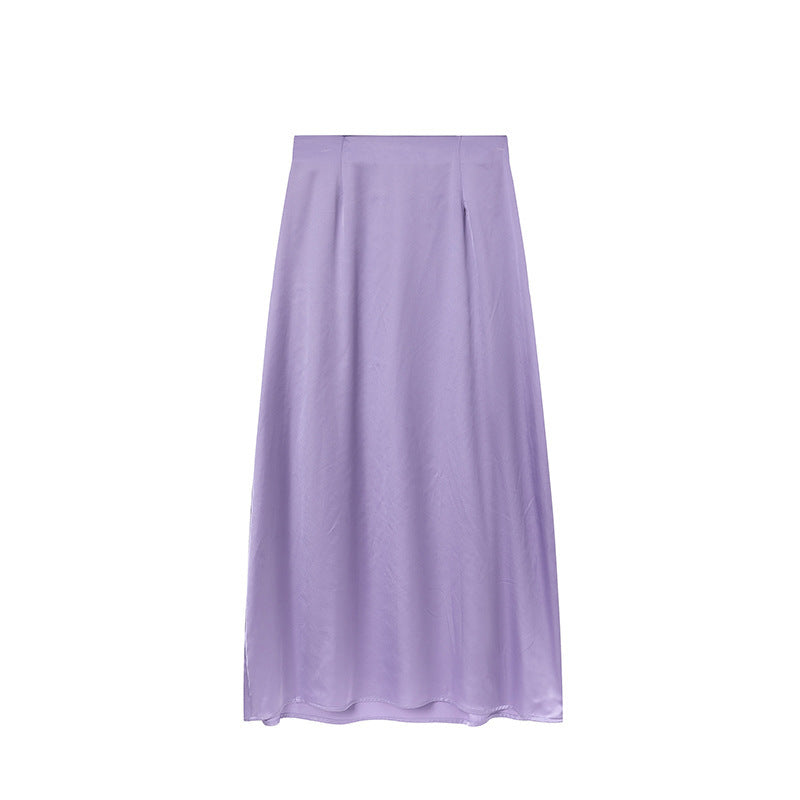 Damen Bodenlanger Satin Maxi-Rock Heidi-Mode