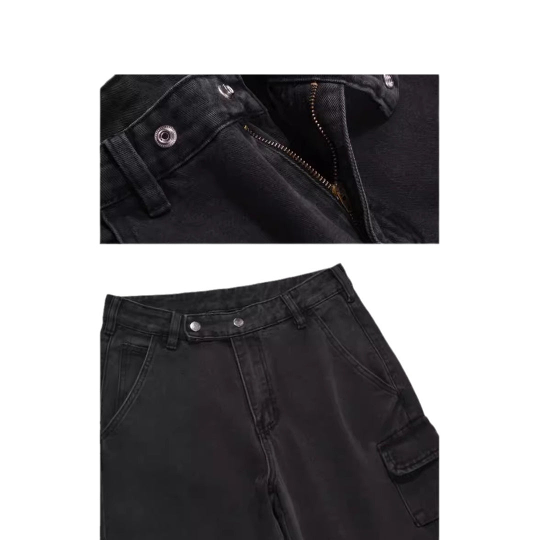 Damen Weite Cargo-Hose mit tiefem Schritt und praktischen Seitentaschen Heidi-Mode