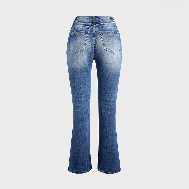 Damen Bootcut Jeans im lässigen Vintage-Stil mit hohem Bund und moderner Waschung Heidi-Mode