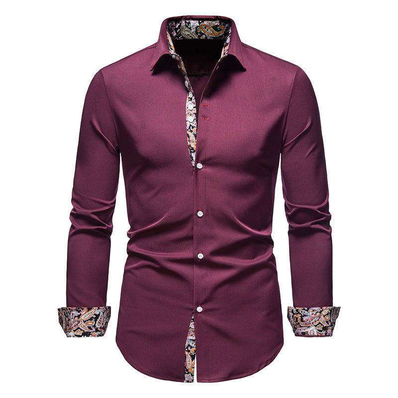 Herren elegantes Langarmhemd mit auffälligem Paisley-Muster Heidi-Mode