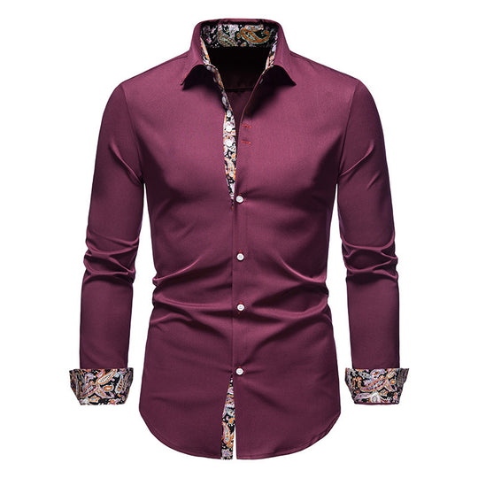 Herren elegantes Langarmhemd mit auffälligem Paisley-Muster Heidi-Mode