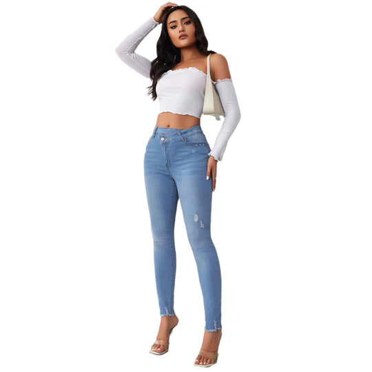 Damen Skinny Jeans mit modischen Destroyed-Details Heidi-Mode