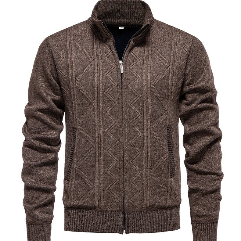 Herren Strickjacke mit hochwertigem Zipper und strukturiertem Design Heidi-Mode