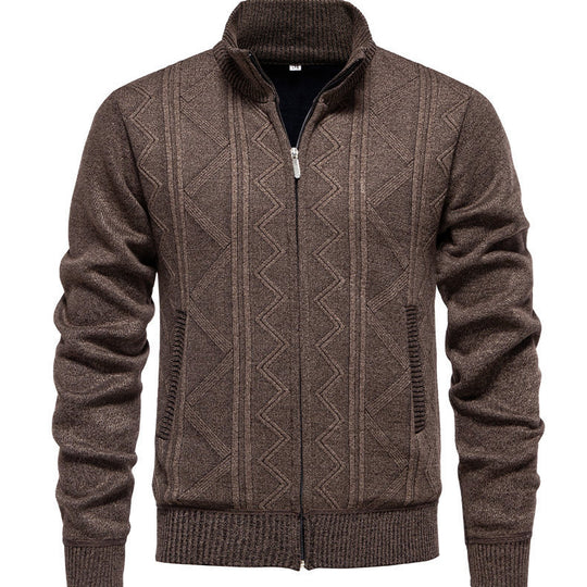 Herren Strickjacke mit hochwertigem Zipper und strukturiertem Design Heidi-Mode