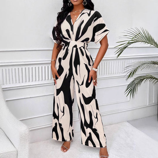 Damen Jumpsuit mit weiten Ärmeln und elegantem Gürtel Heidi-Mode