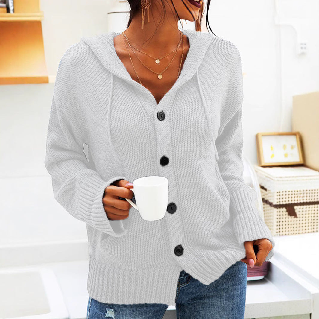 Damen kuschelige Strickjacke mit Kapuze und praktischen Taschen Heidi-Mode