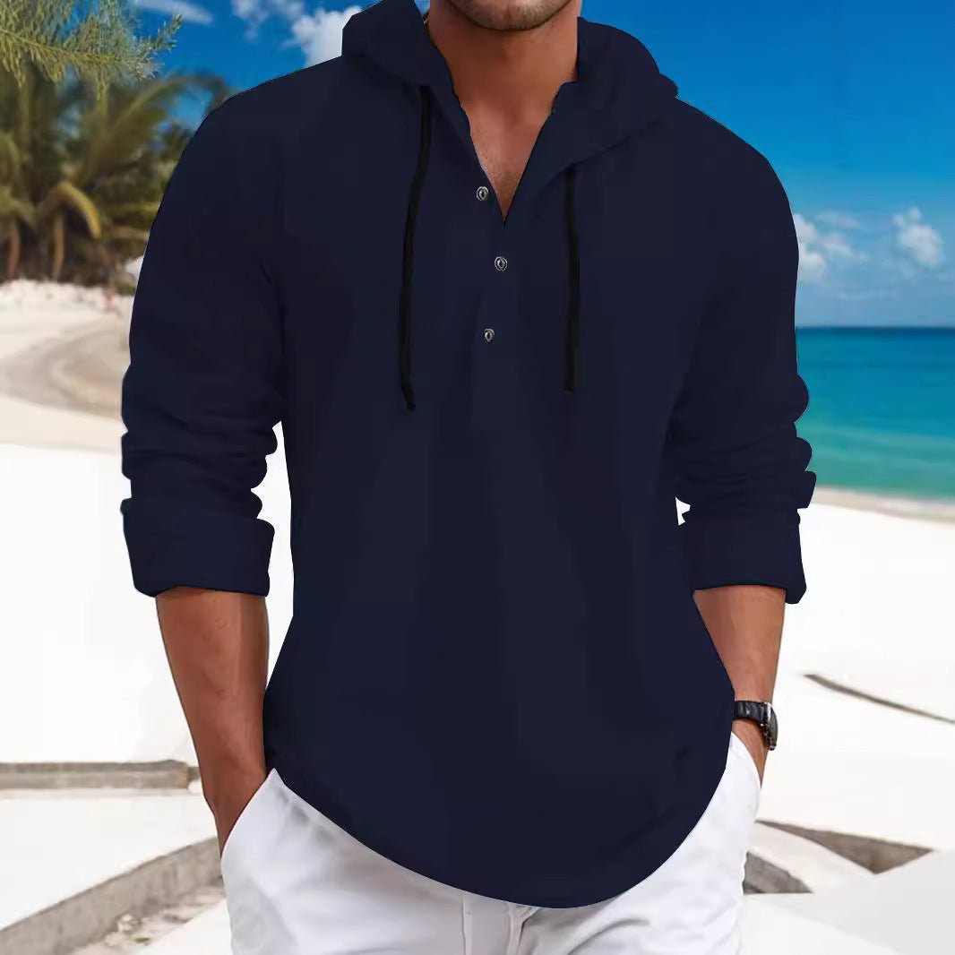 Herren Kapuzenpullover mit modischem Knopfdruck und lässigem Schnitt Heidi-Mode