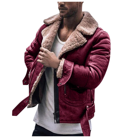 Herren Lederjacke mit schickem Kunstfellkragen Heidi-Mode