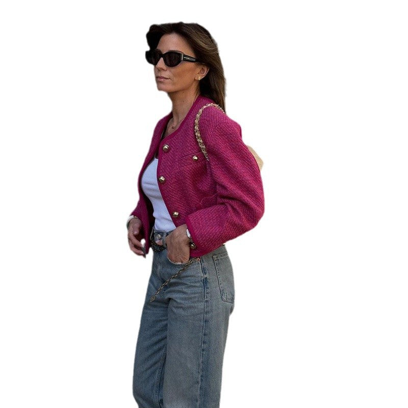 Damen Tweedjacke mit goldenen Knopfdetails Heidi-Mode