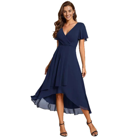 Damen Elegantes Wickelkleid mit asymmetrischem Saum Heidi-Mode