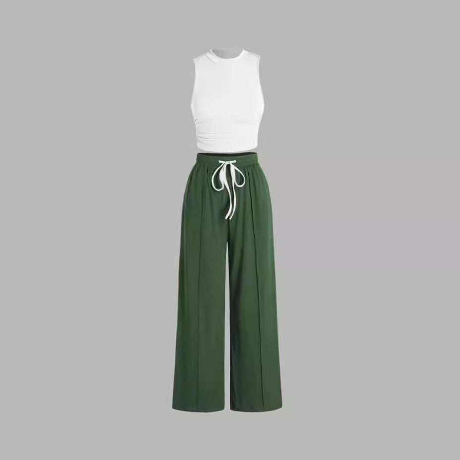 Damen lässiges Oberteil und weit geschnittene Hose Set Heidi-Mode