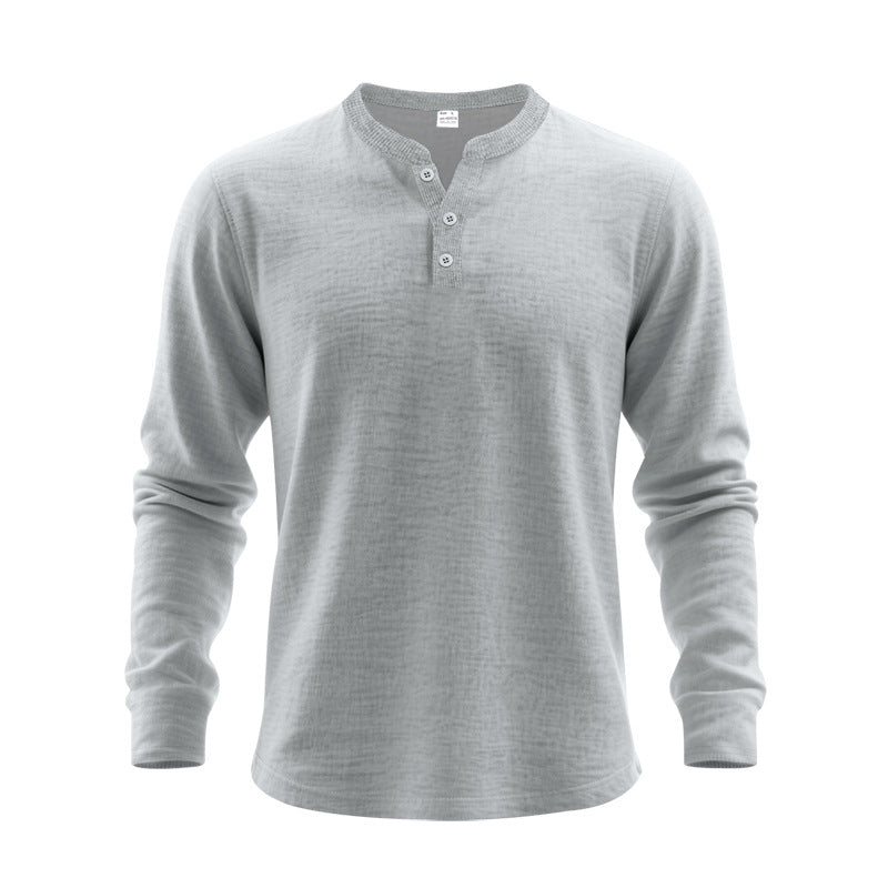 Herren Langarm-Henley-Shirt aus weichem Baumwollmix Heidi-Mode