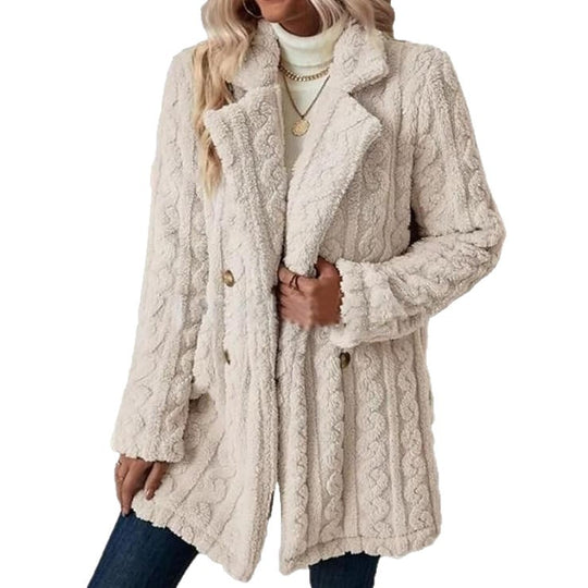 Damen Kapuzenmantel mit strukturiertem Design und großen Knöpfen Heidi-Mode