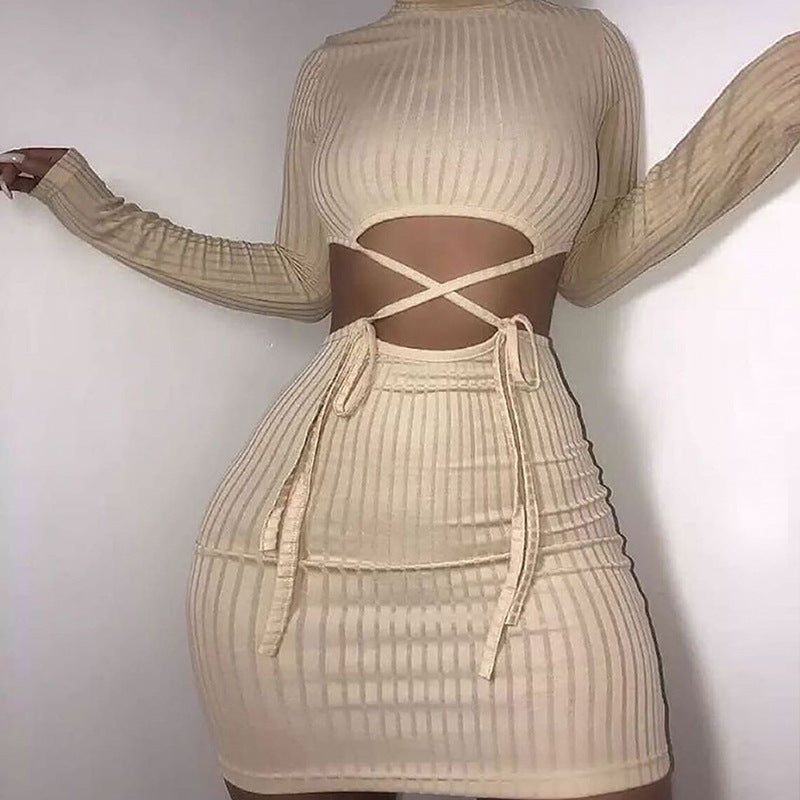 Damen figurbetontes Wickelkleid mit Cut-Out-Details Heidi-Mode