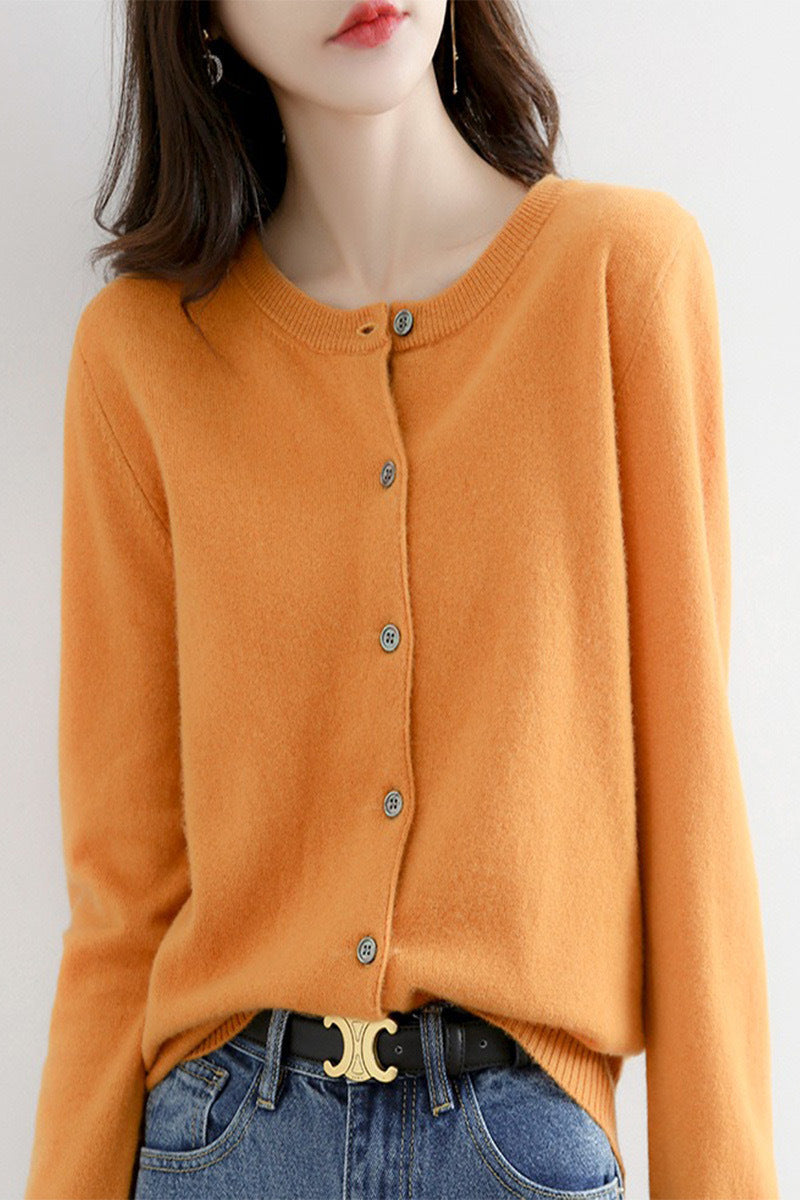 Damen Feinstrick Cardigan mit Knopfleiste und weichem Material Heidi-Mode