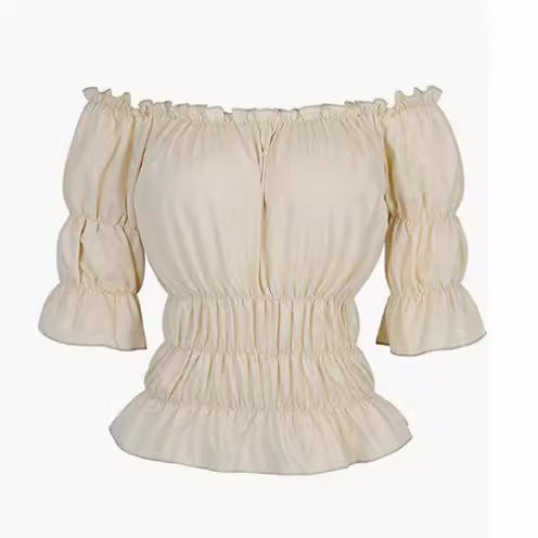 Damen Bluse mit schulterfreiem Design und Rüschendetails Heidi-Mode