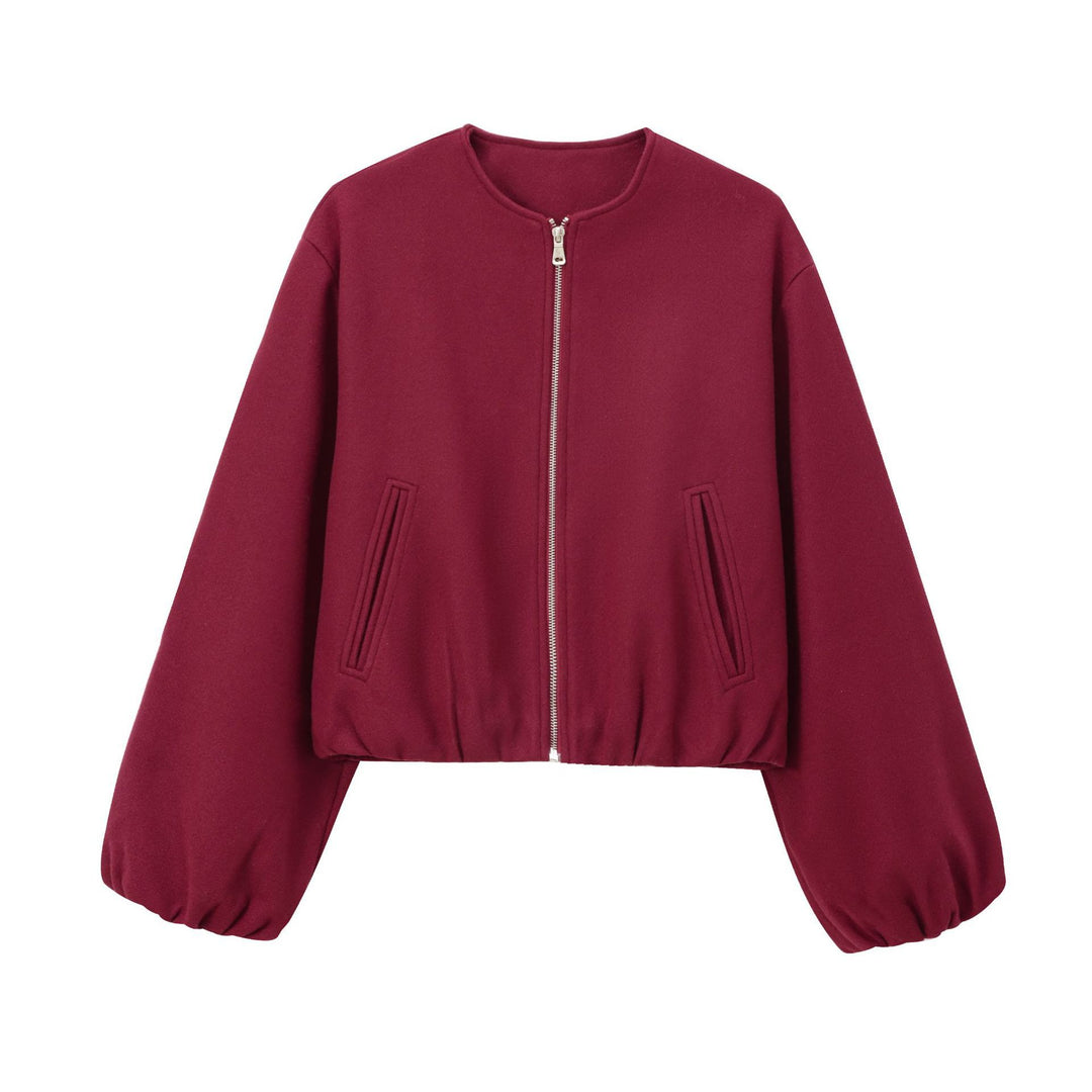 Damen modische Zip-Jacke mit oversized Ärmeln und tiefen Taschen Heidi-Mode