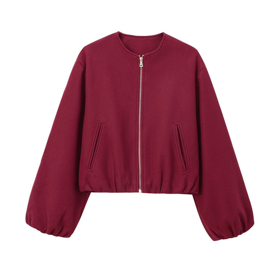 Damen modische Zip-Jacke mit oversized Ärmeln und tiefen Taschen Heidi-Mode