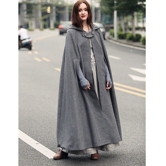 Damen elegante Kapuzenumhang mit verstellbarem Verschluss Heidi-Mode