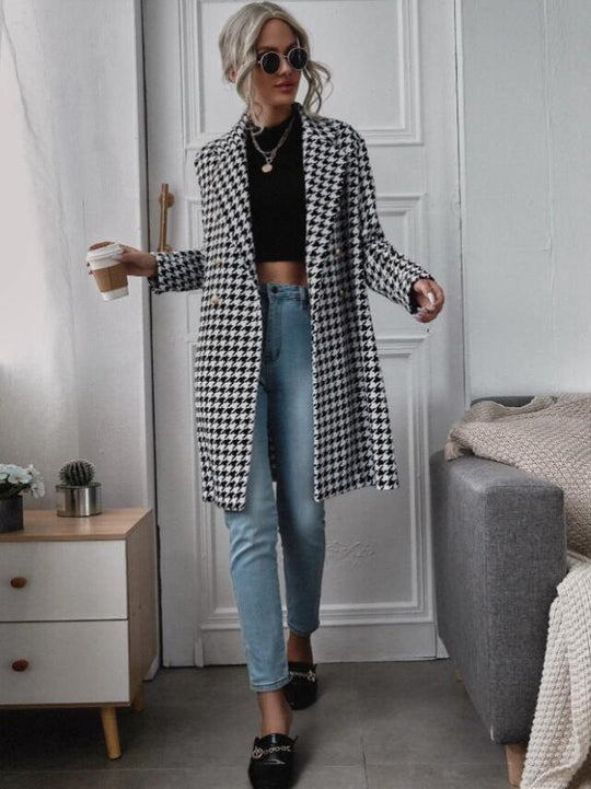 Damen Karierter Longblazer mit elegantem Schnitt Heidi-Mode